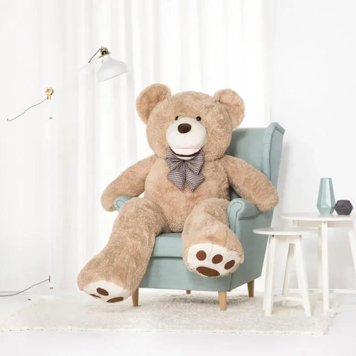 Big Plush Teddy Bear, Soft Toy, 160 Cm, 63 Inches, 5.2 Feet, Light Brown, Bobo - Image 1